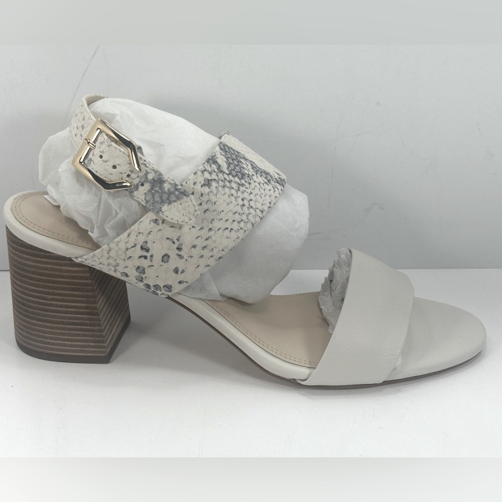 NEW - Cole Haan Grand.Os Leather Snake Embossed Side Buckle Heeled Sandals